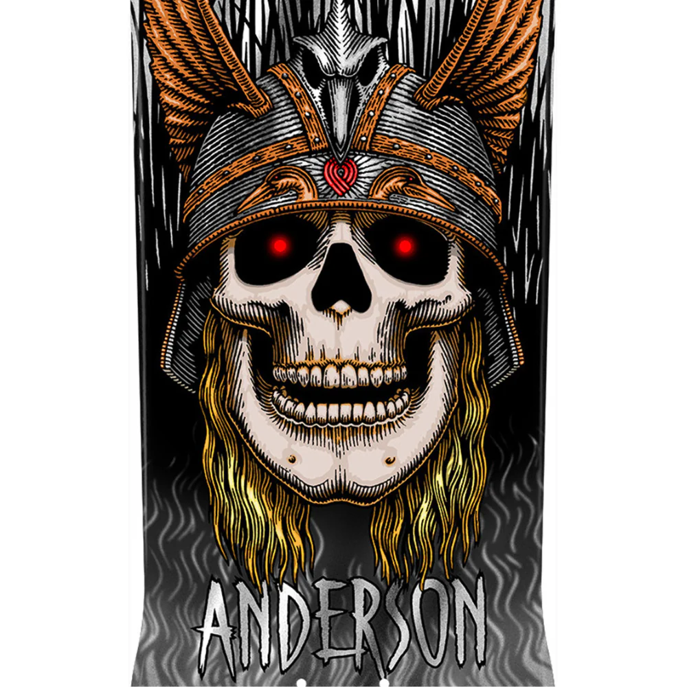 Andy Anderson Heron Skull Silver Foil 8.45" Skateboard Deck - Image 3