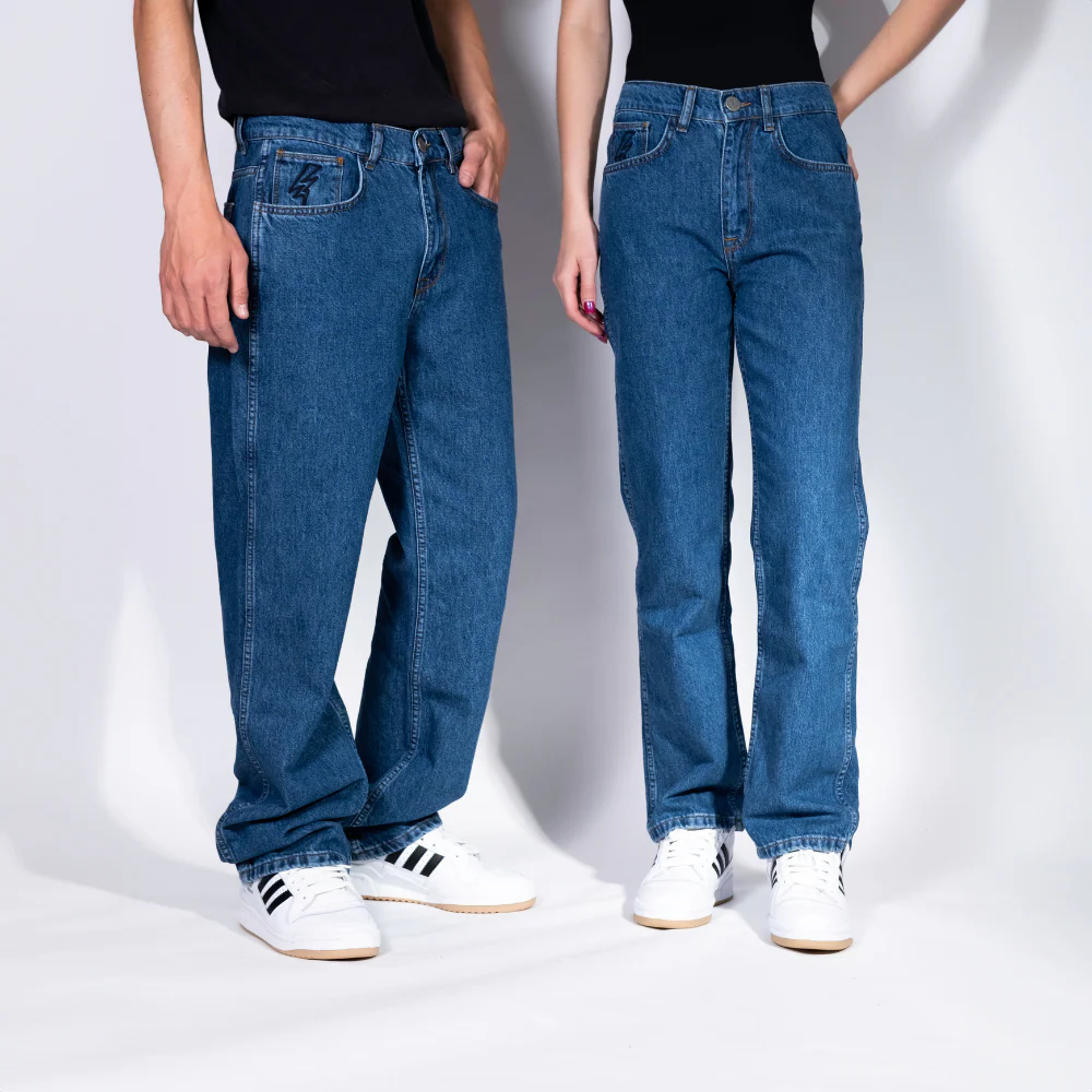 Charger Baggy Denim Pants Dark Blue - Image 11