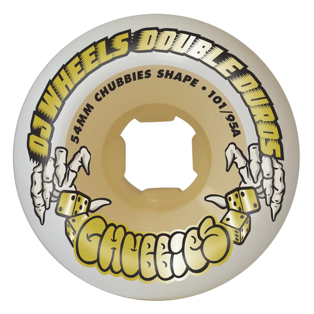 Double Duro White Chubbies 54mm 101a/95a Skateboard Wheels