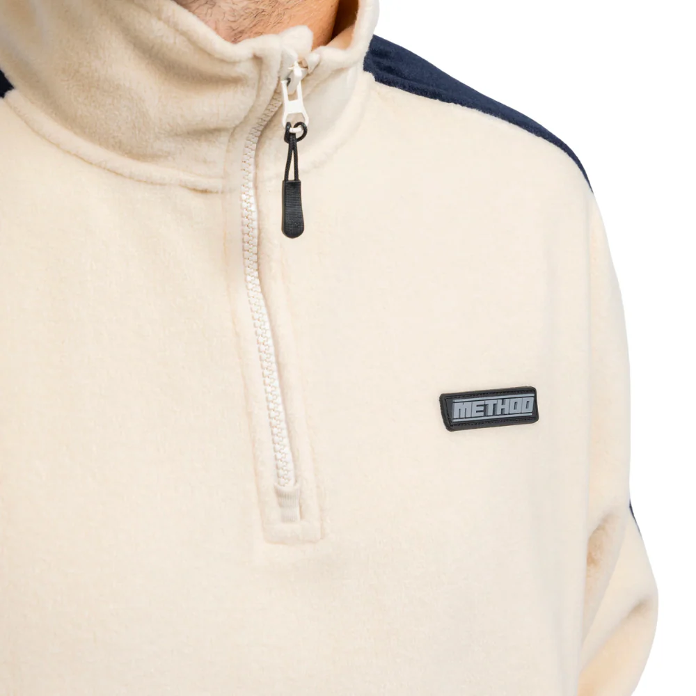 Fast Times 1/4 Zip Fleece Oat/Navy - Image 6