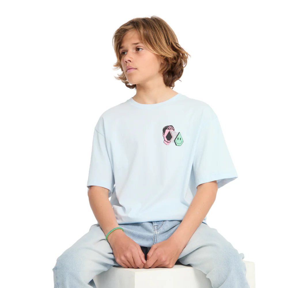 Kids Aura Basic T-Shirt Light Blue Acid - Image 4