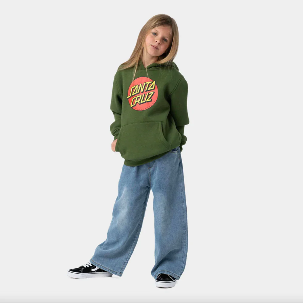 Kids Classic Dot Hoodie Dark Moss - Image 3