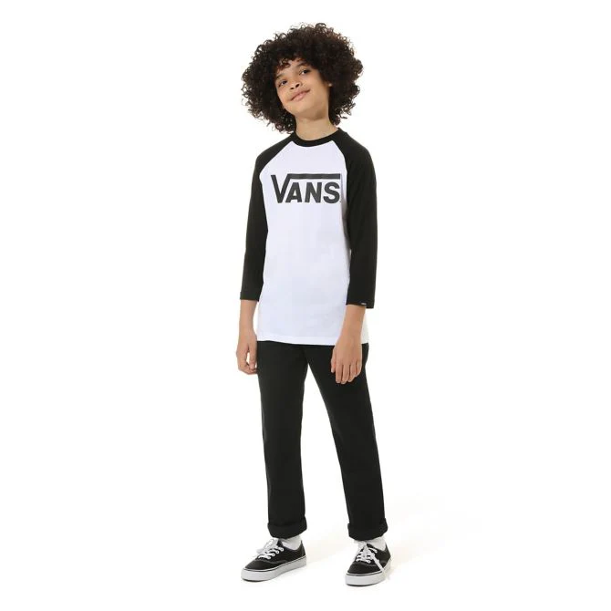 Kids Classic Raglan T-shirt White Black - Image 4