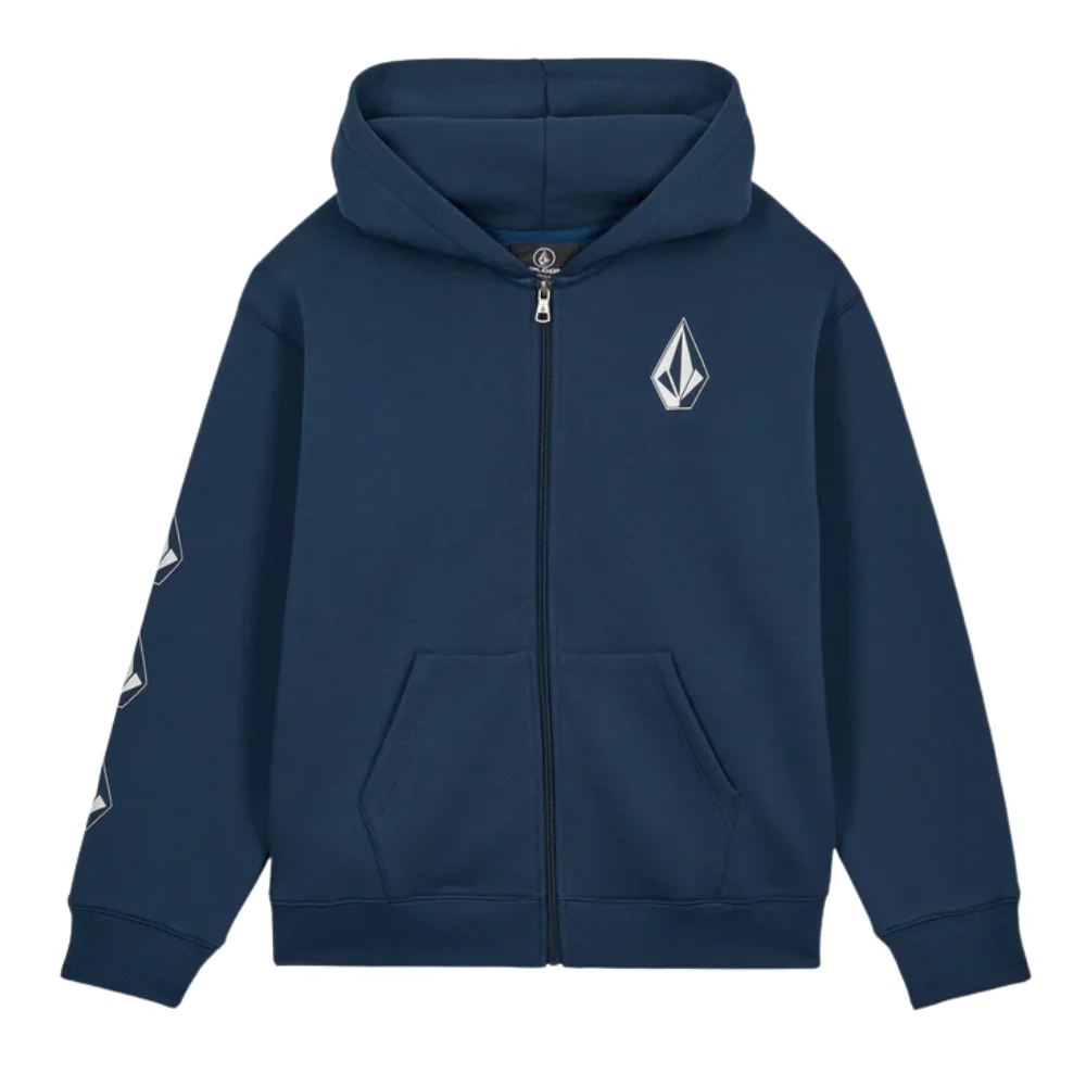 Kids Iconic Stone Gid Full Zip Hoodie Dust Bowl Indigo - Image 2
