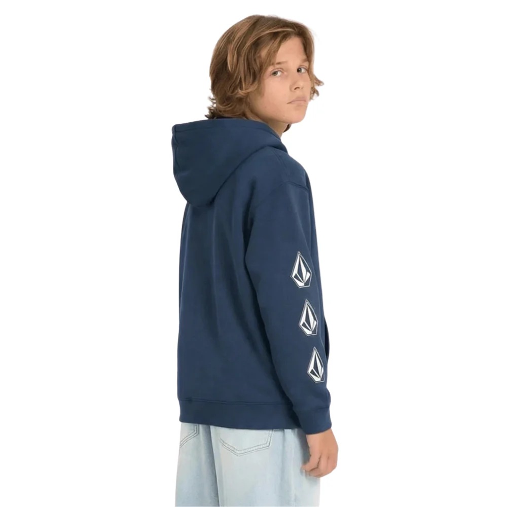 Kids Iconic Stone Gid Full Zip Hoodie Dust Bowl Indigo - Image 3