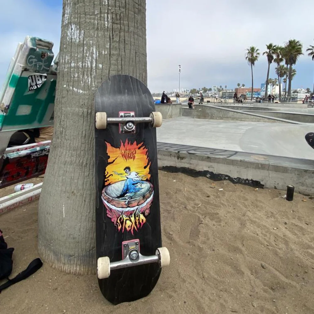 Niels Fire Bowl Blue Skateboard Deck - Image 4
