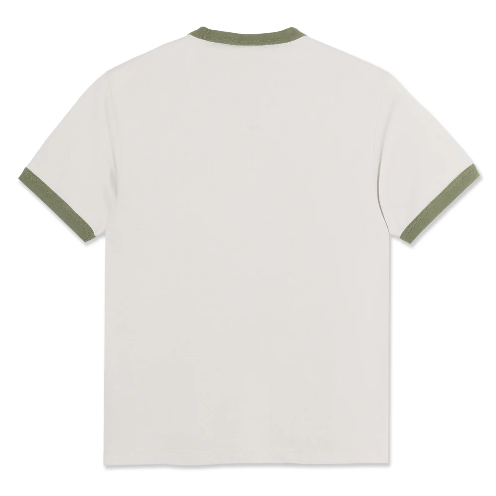 Ringer T-Shirt Pale Taupe/ Army Green - Image 2