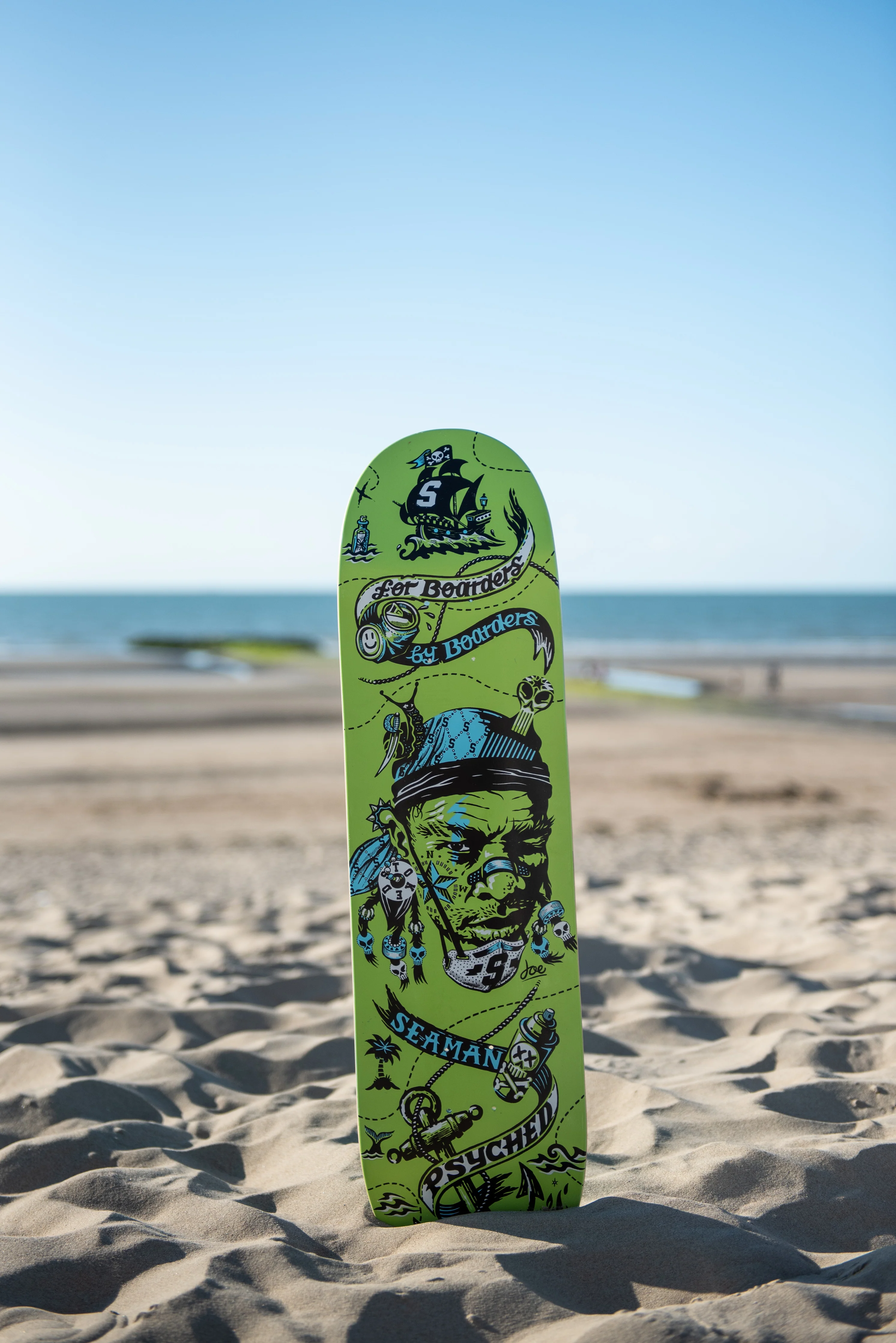 Seaman Psyched Green Skateboard Deck - Image 3