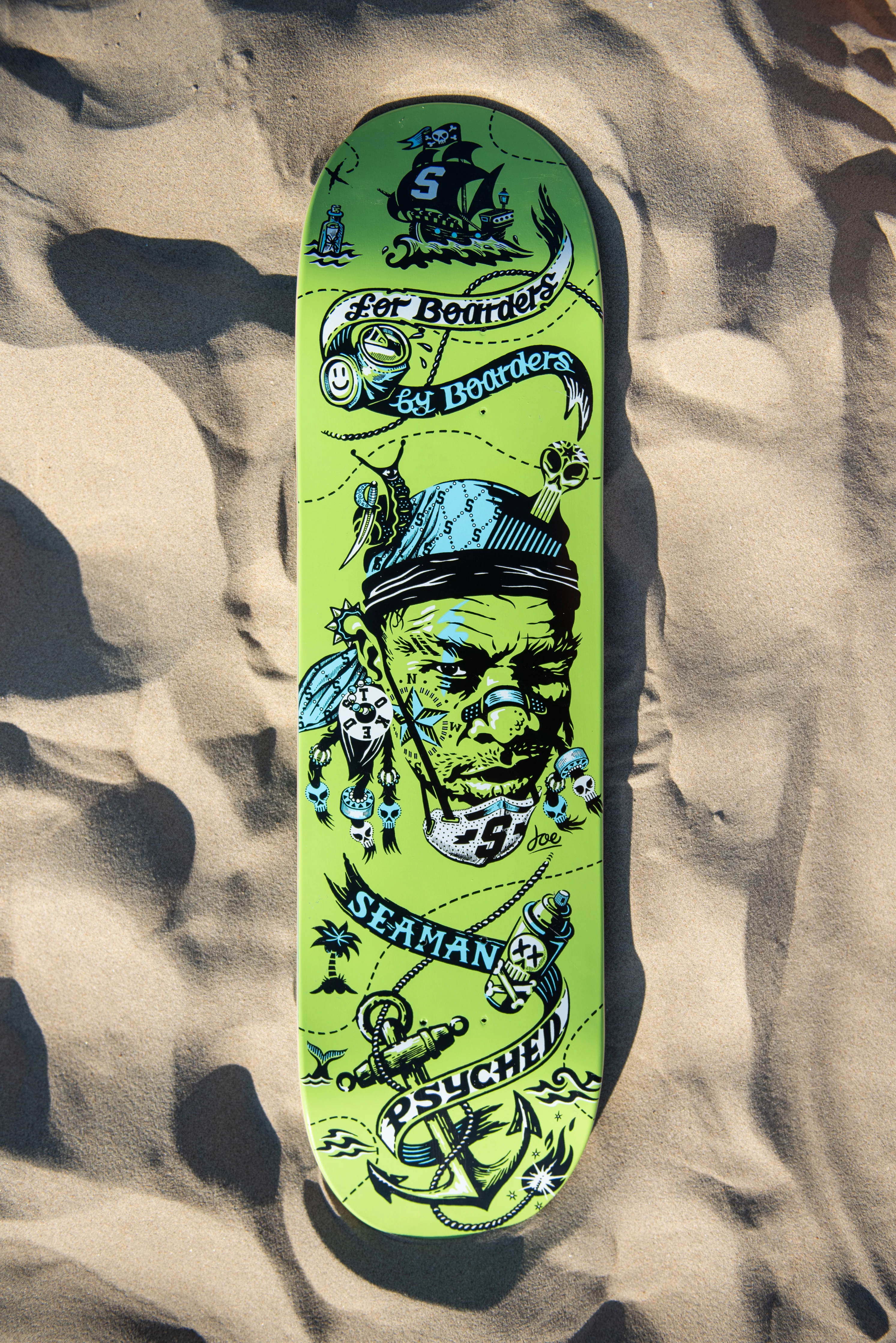 Seaman Psyched Green Skateboard Deck - Image 4