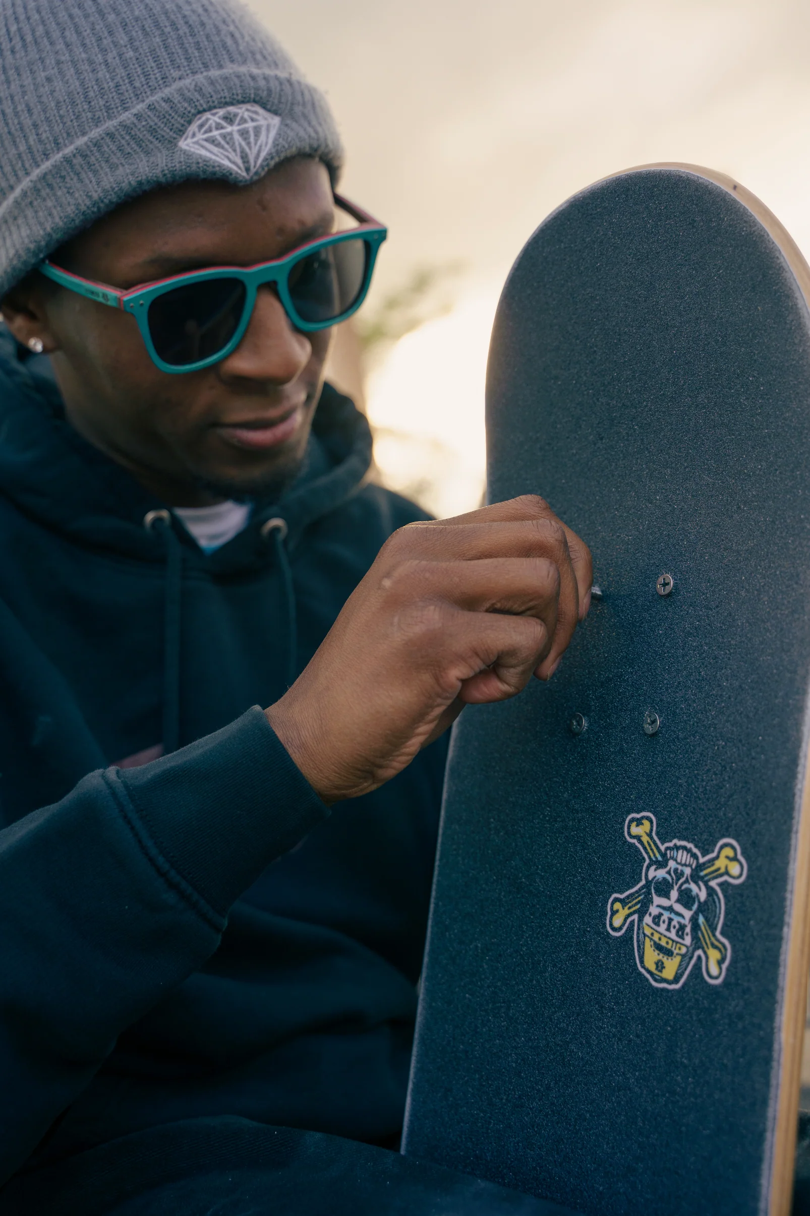Stoked Skull Cap Yellow Black Griptape - Image 3