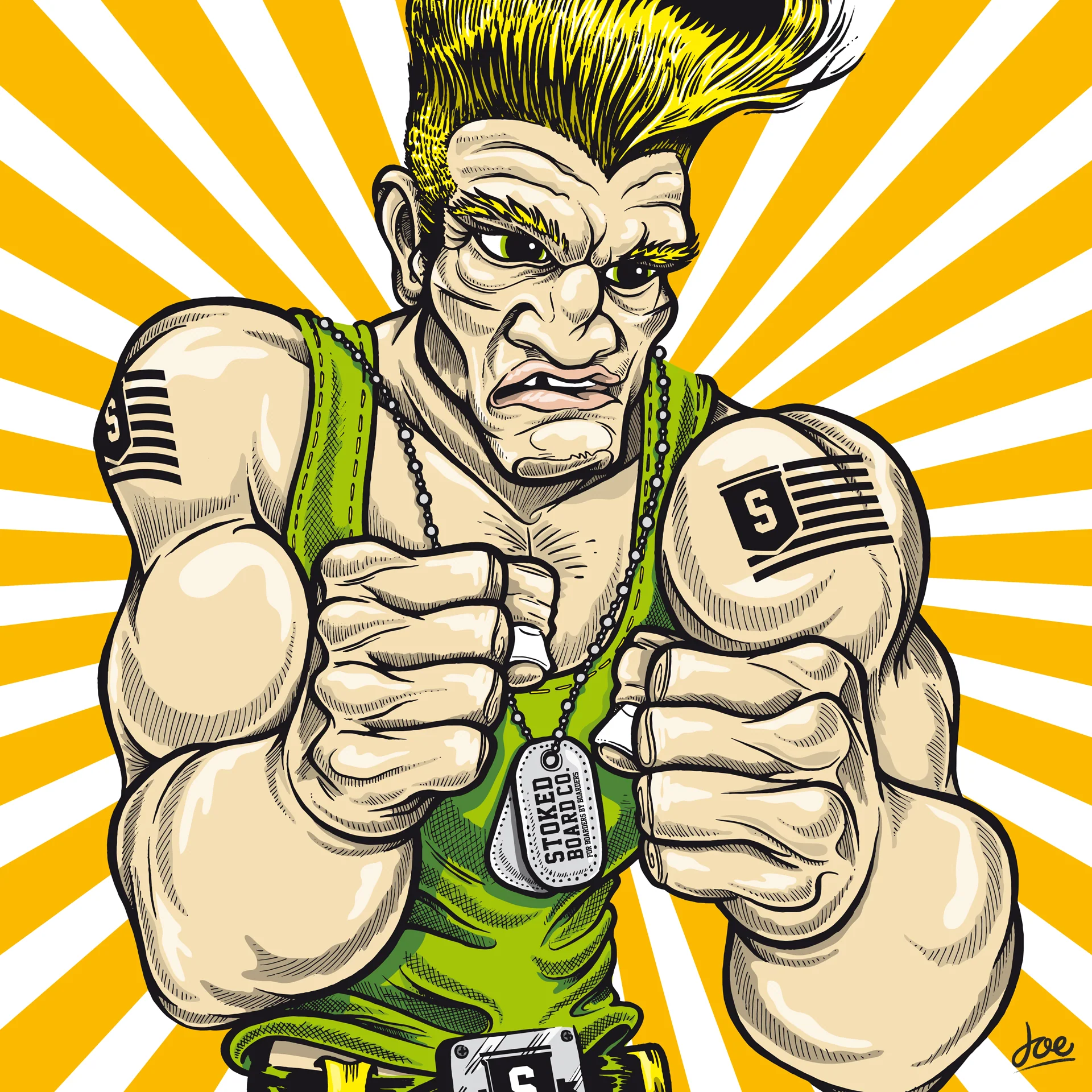 Stoked Street Fighter Yellow Skateboard Deck - Image 10