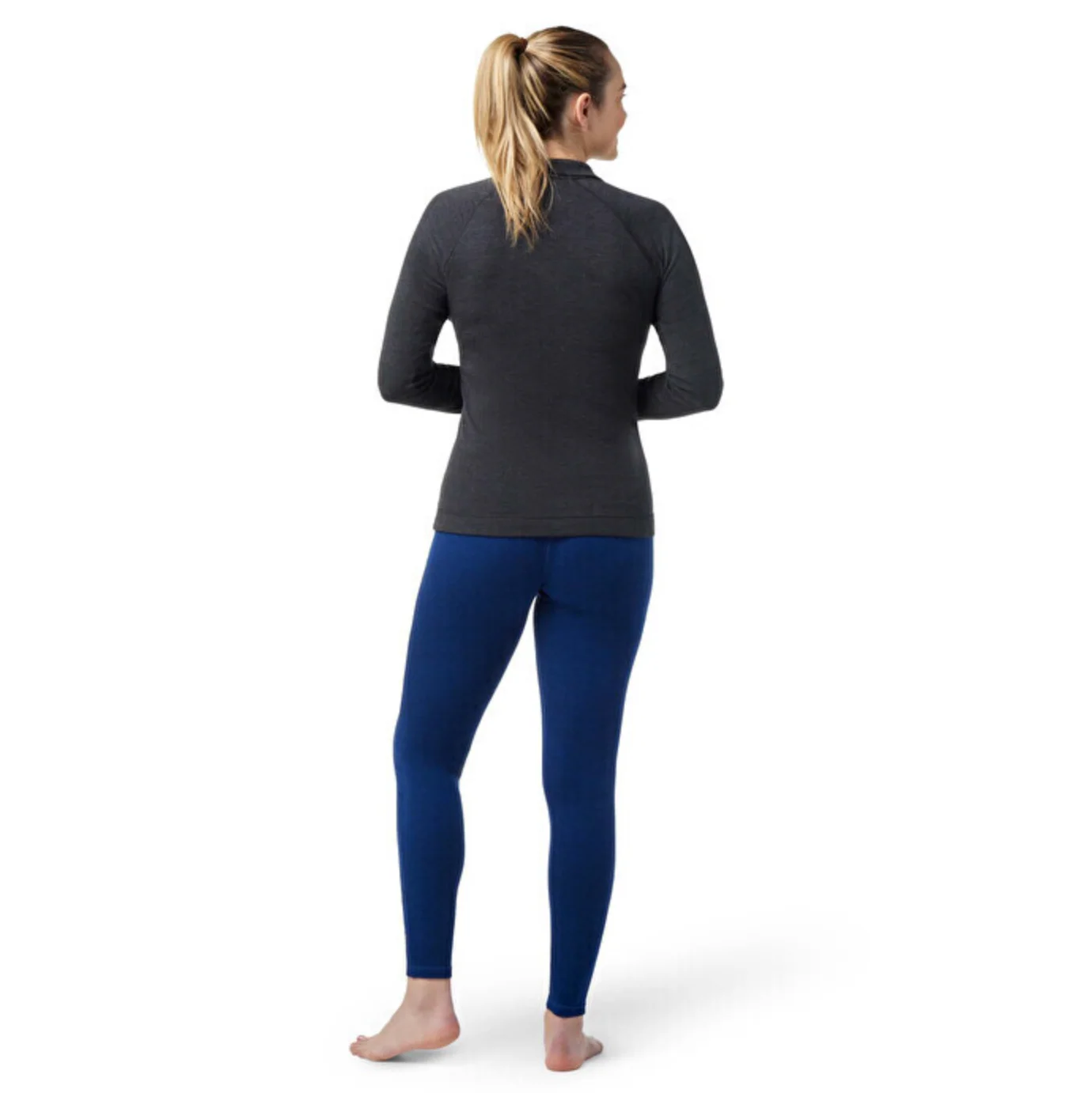 Womens Classic Thermal Merino Baselayer 1/4 zip Charcoal Heather - Image 3