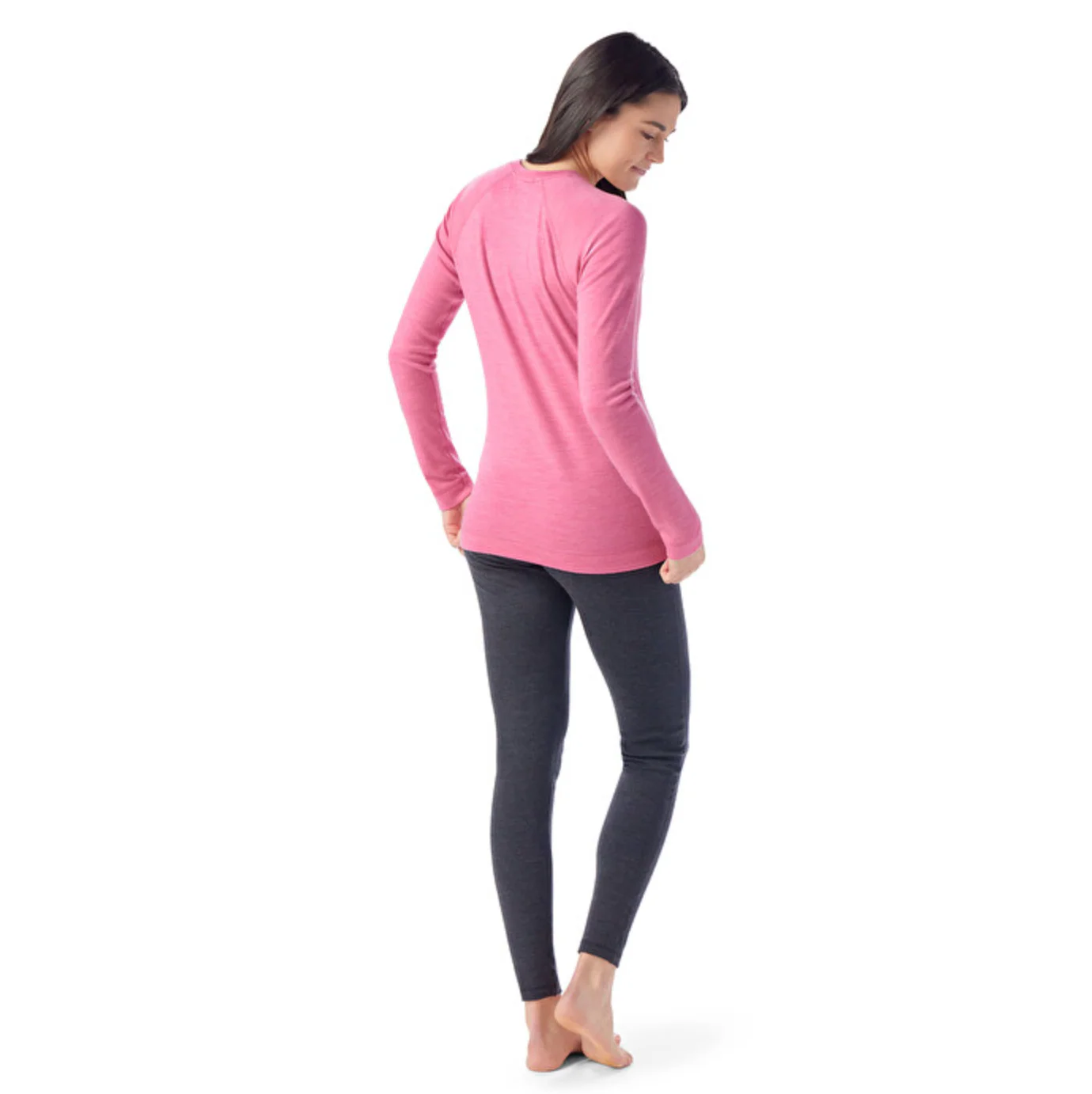 Womens Classic Thermal Merino Baselayer Crew Garden Pink Heather - Image 2