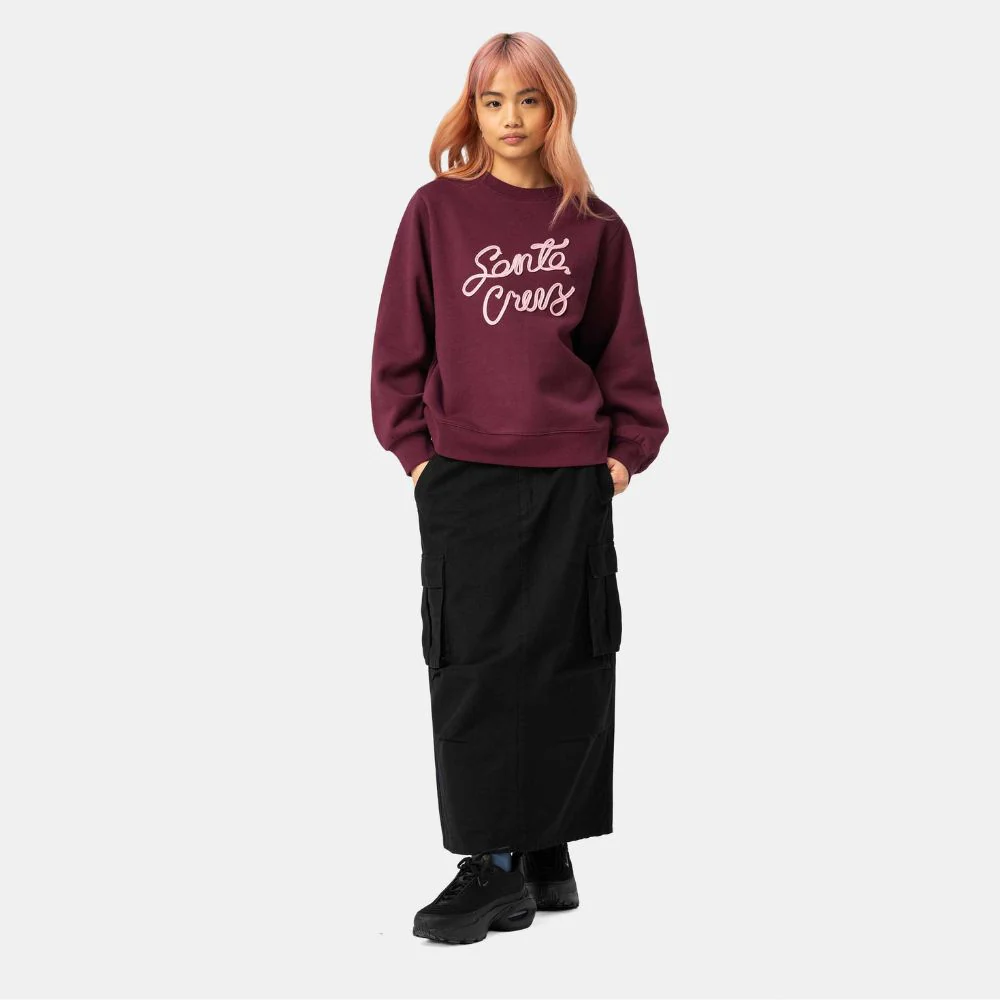 Womens Ribbon Script Crew Dark Cherry - Image 3
