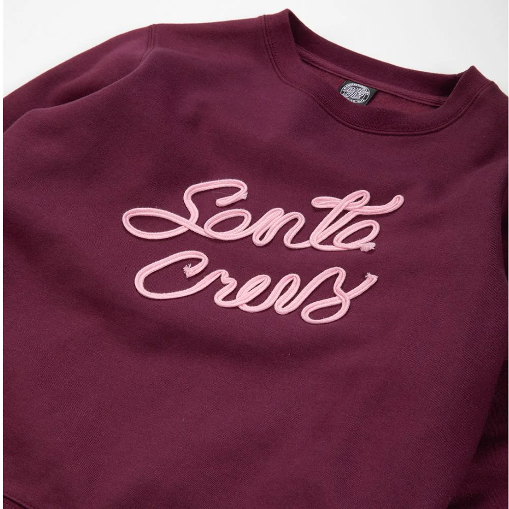 Womens Ribbon Script Crew Dark Cherry - Image 4