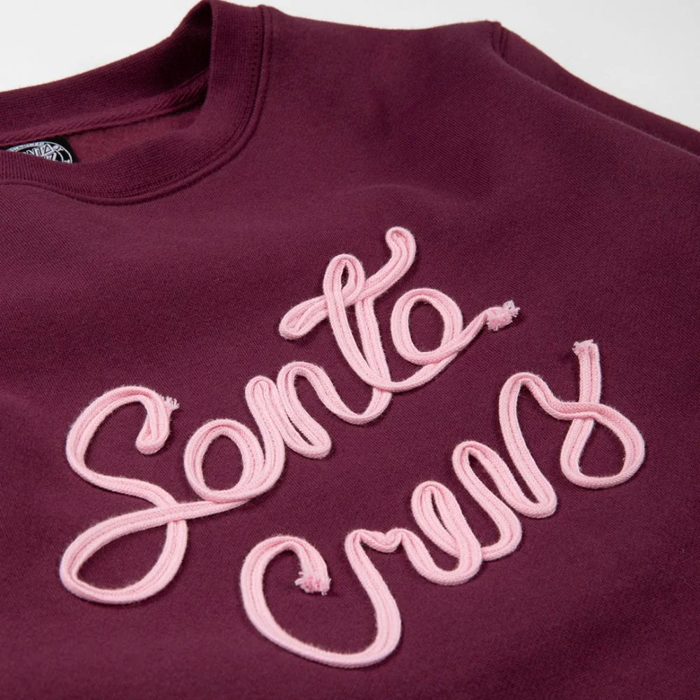 Womens Ribbon Script Crew Dark Cherry - Image 5