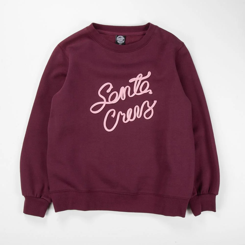 Womens Ribbon Script Crew Dark Cherry - Image 6