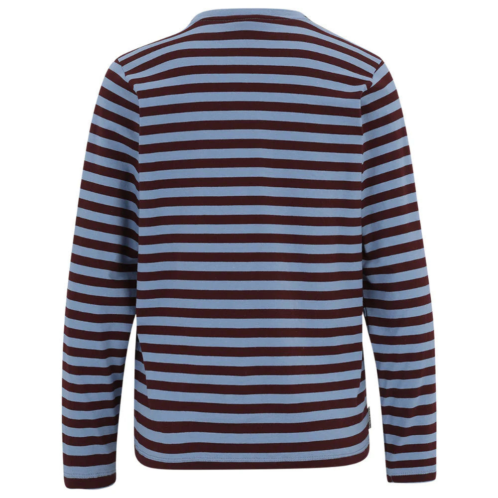 Womens Stripe Basic Longsleeve T-Shirt Blue Red - Image 2