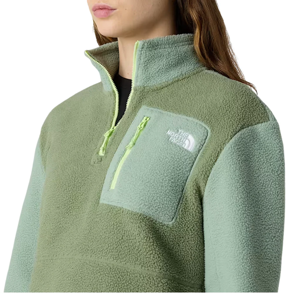 Womens Yumiori 1/4 Zip Fleece Jacket Bark Mist/Slate Moss - Image 7