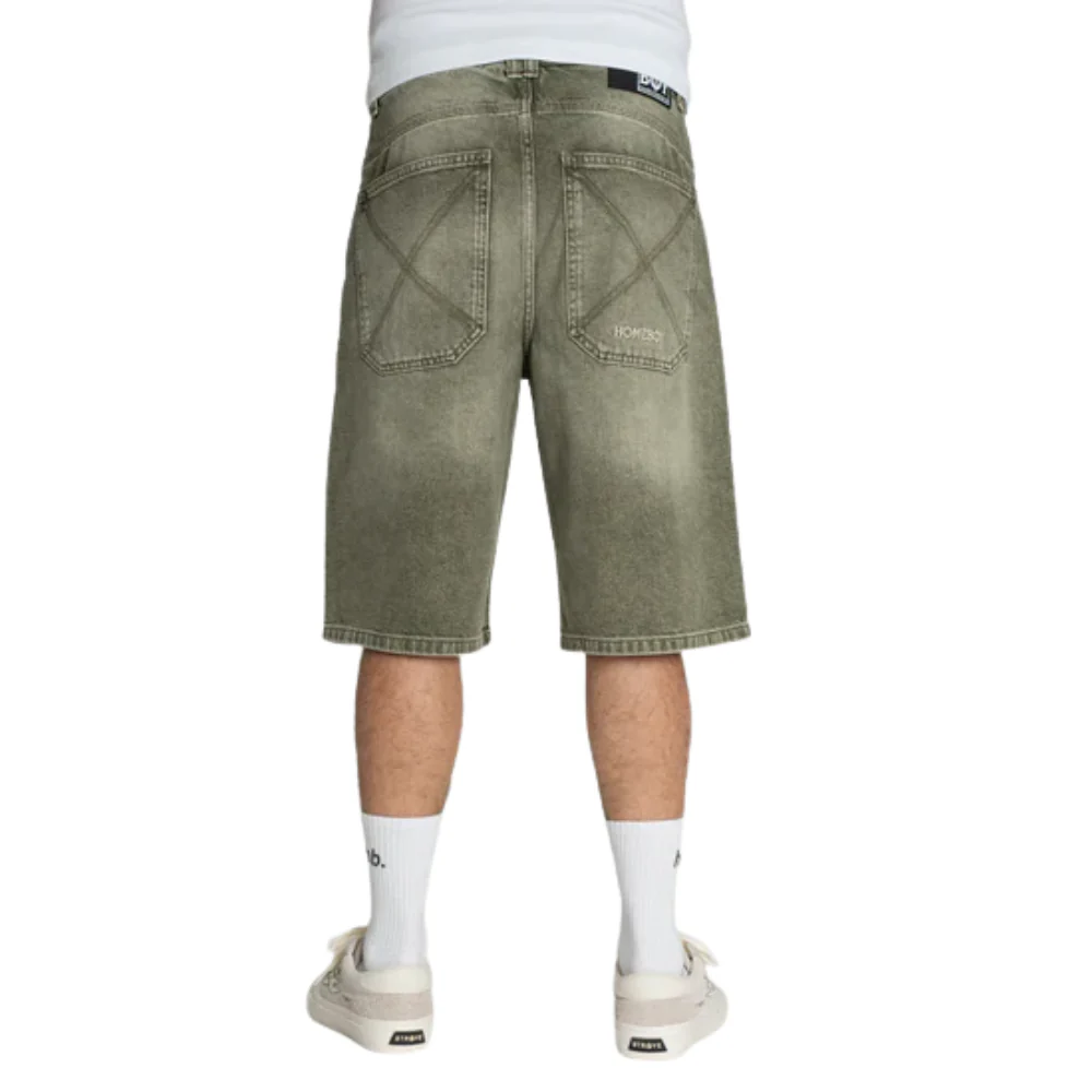 X-Tra Baggy Dye Denim Shorts Washed Green - Image 2
