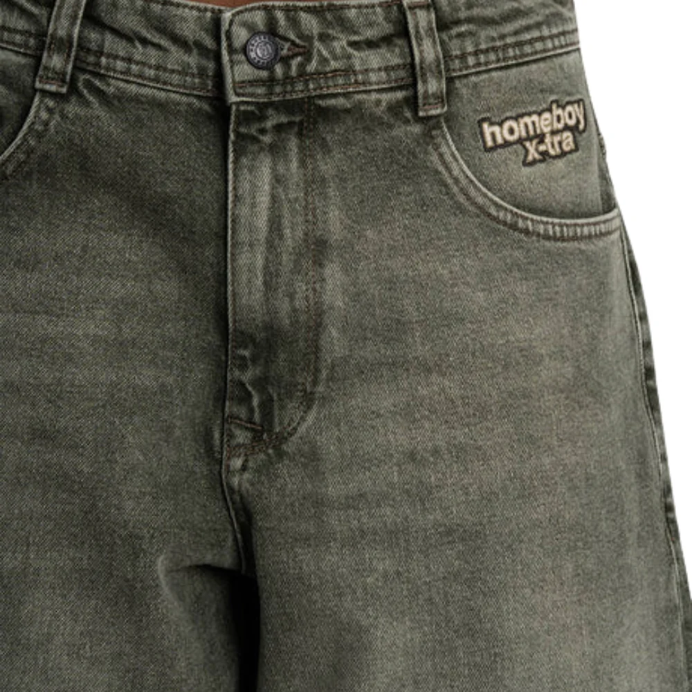 X-Tra Baggy Dye Denim Shorts Washed Green - Image 3