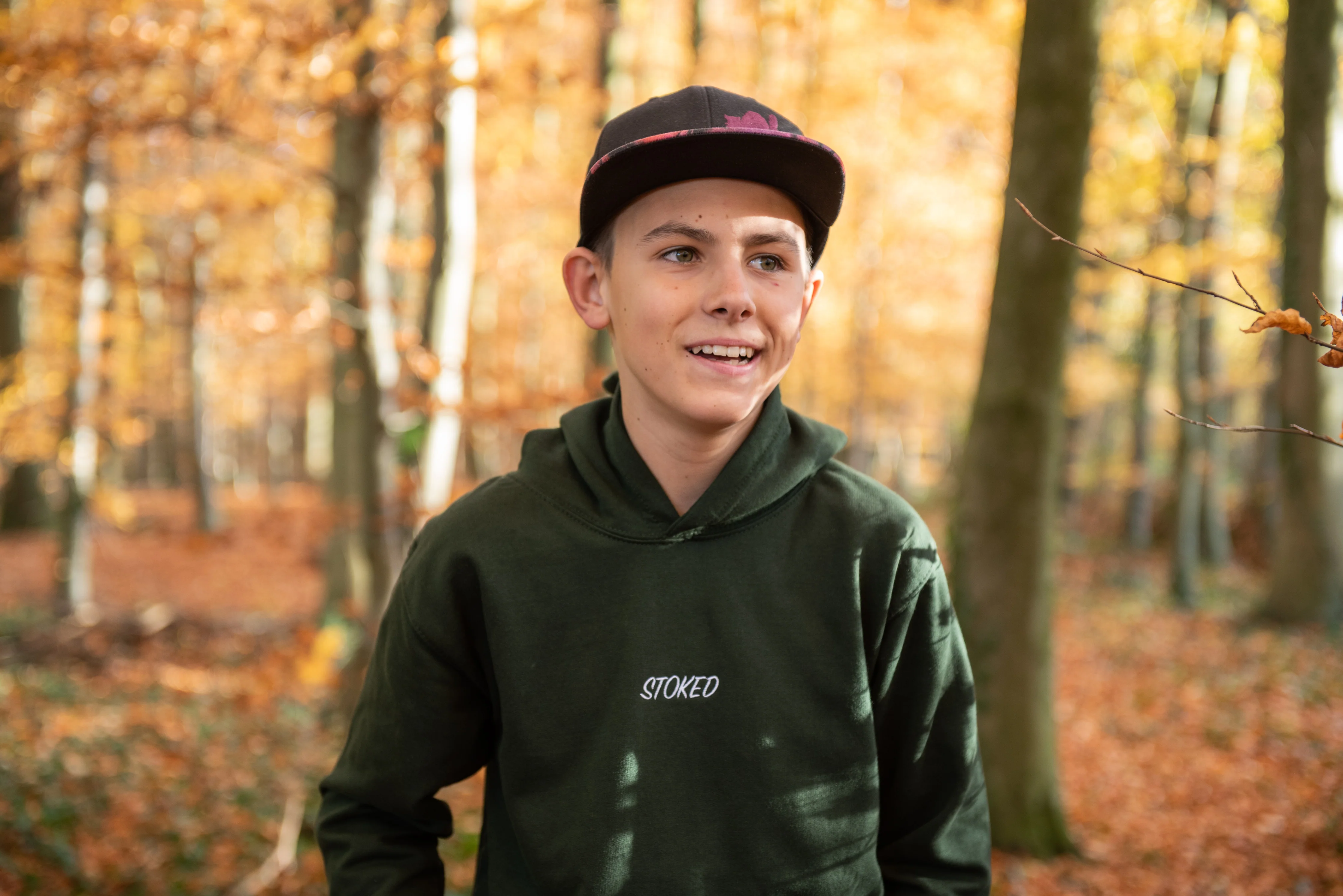 Kids Lightweight Script Hoodie Forest Green - Image 6