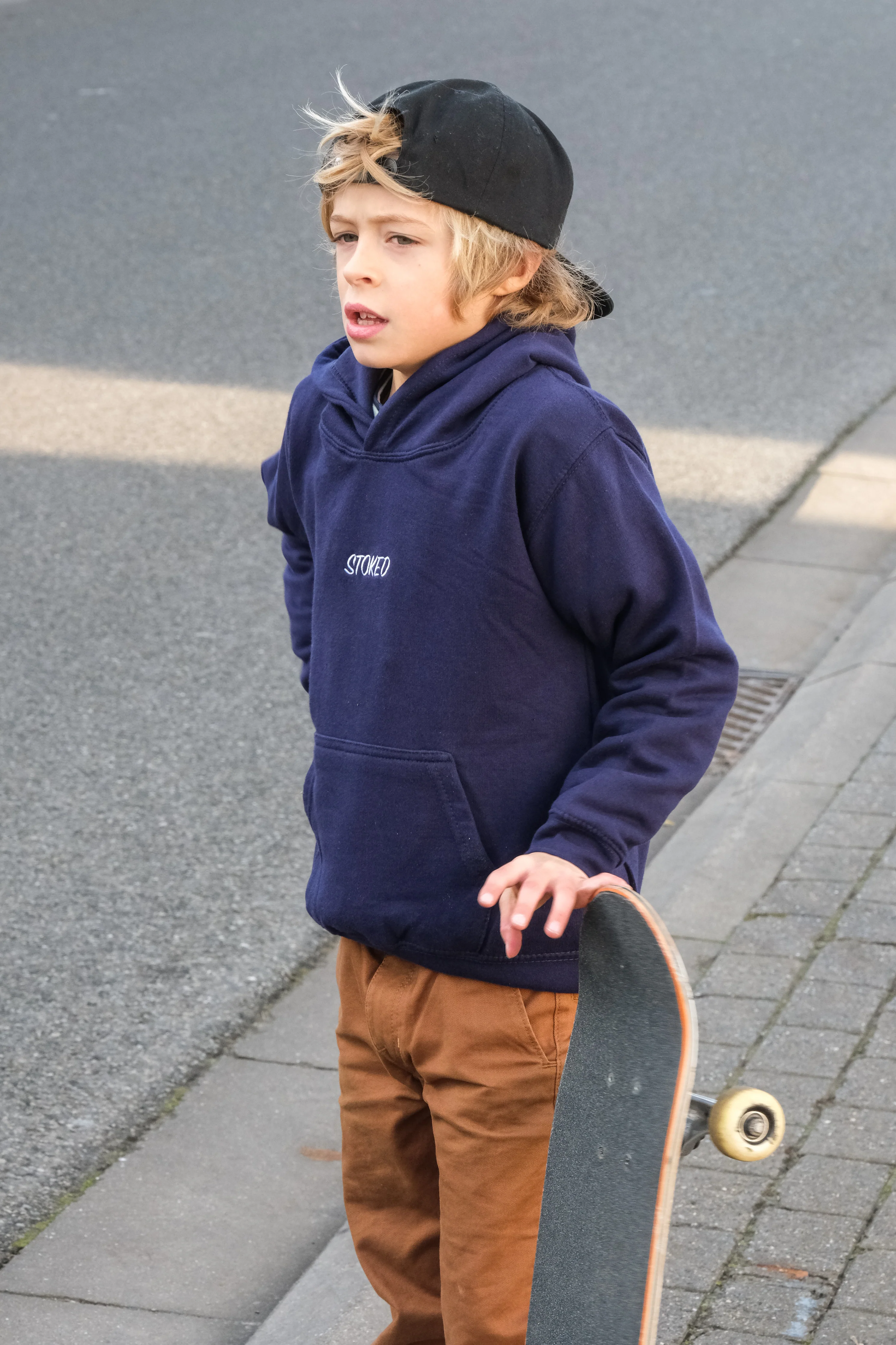 Kids Lightweight Script Hoodie Navy - Image 3