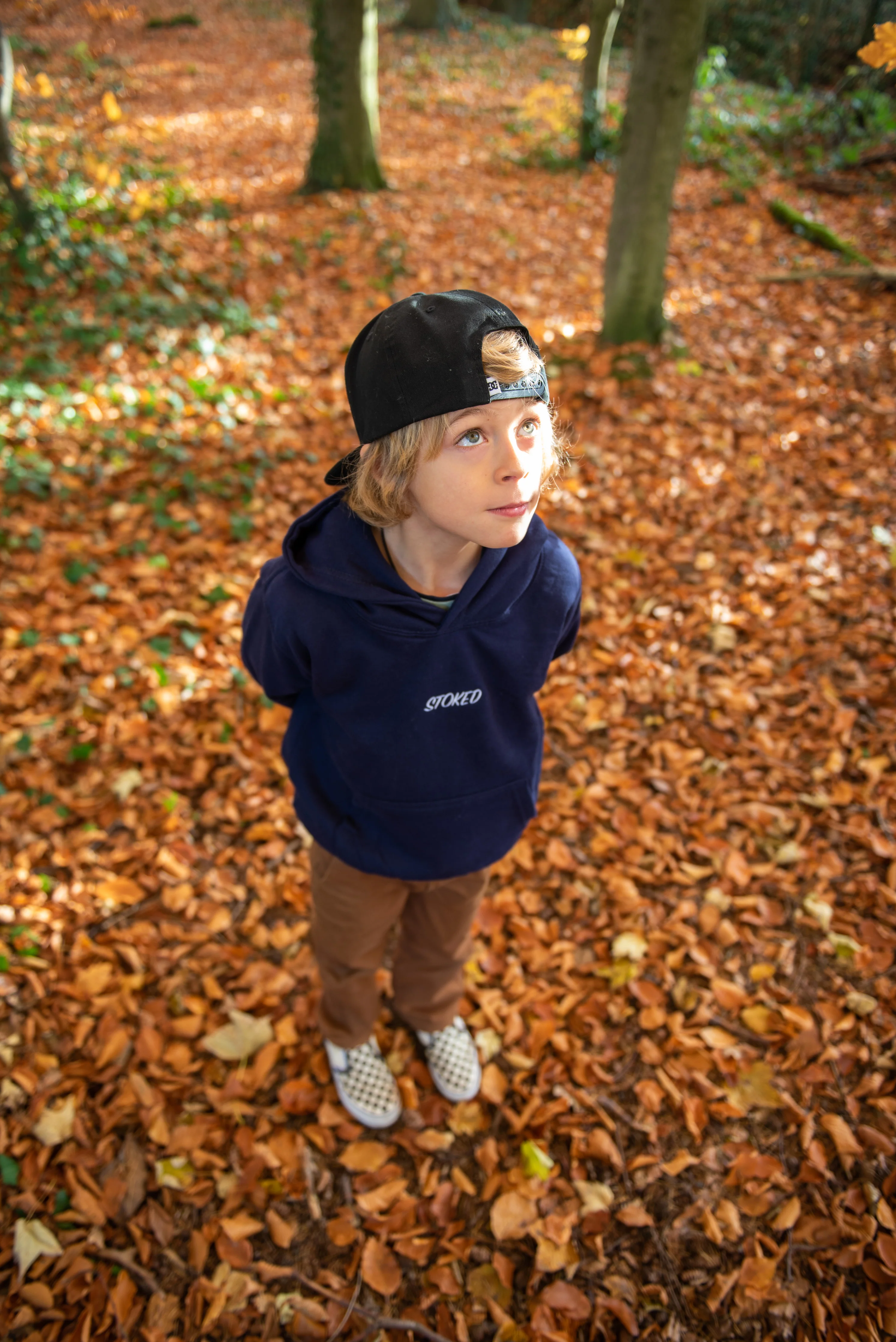 Kids Lightweight Script Hoodie Navy - Image 6