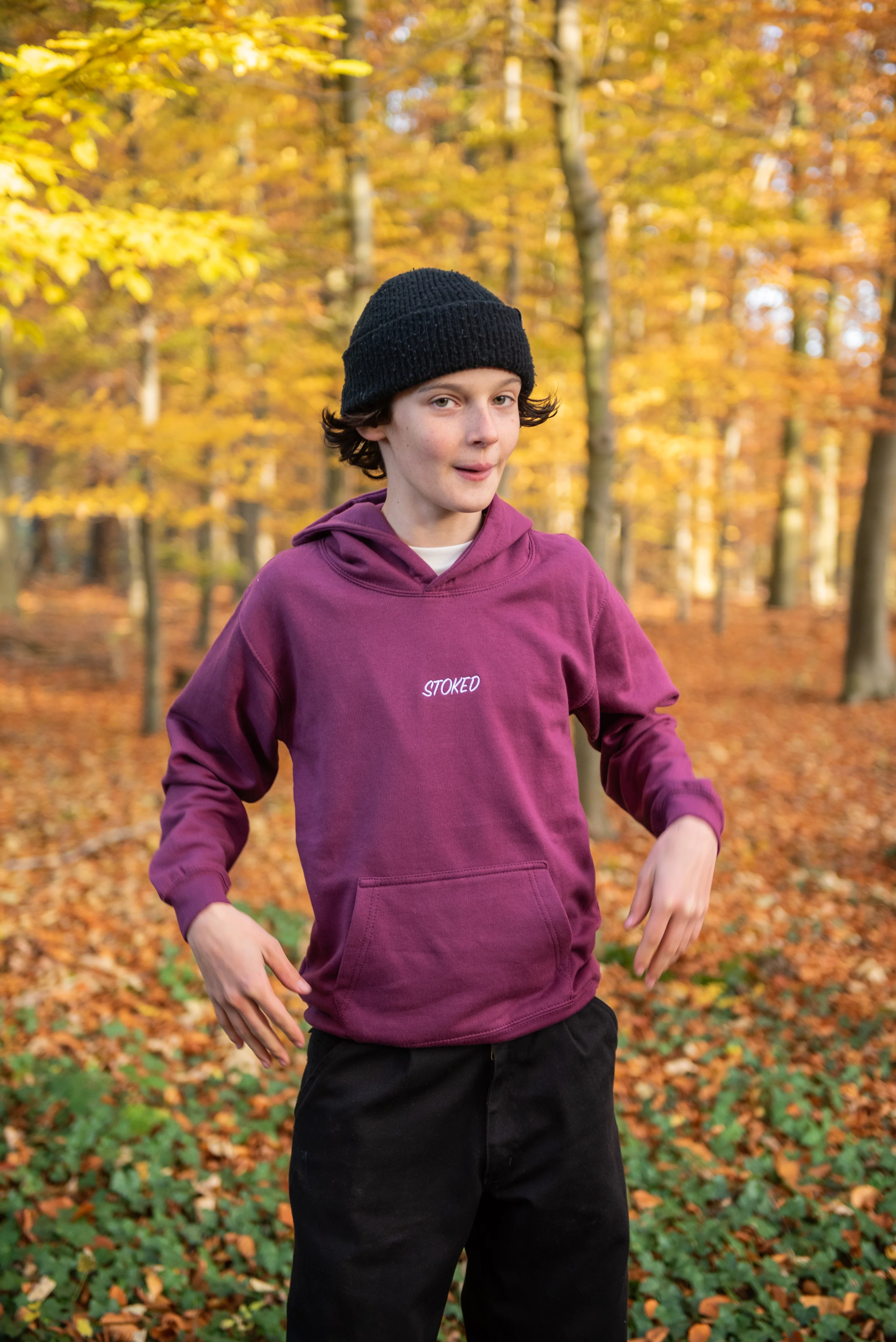 Kids Lightweight Script Hoodie Plum - Image 4