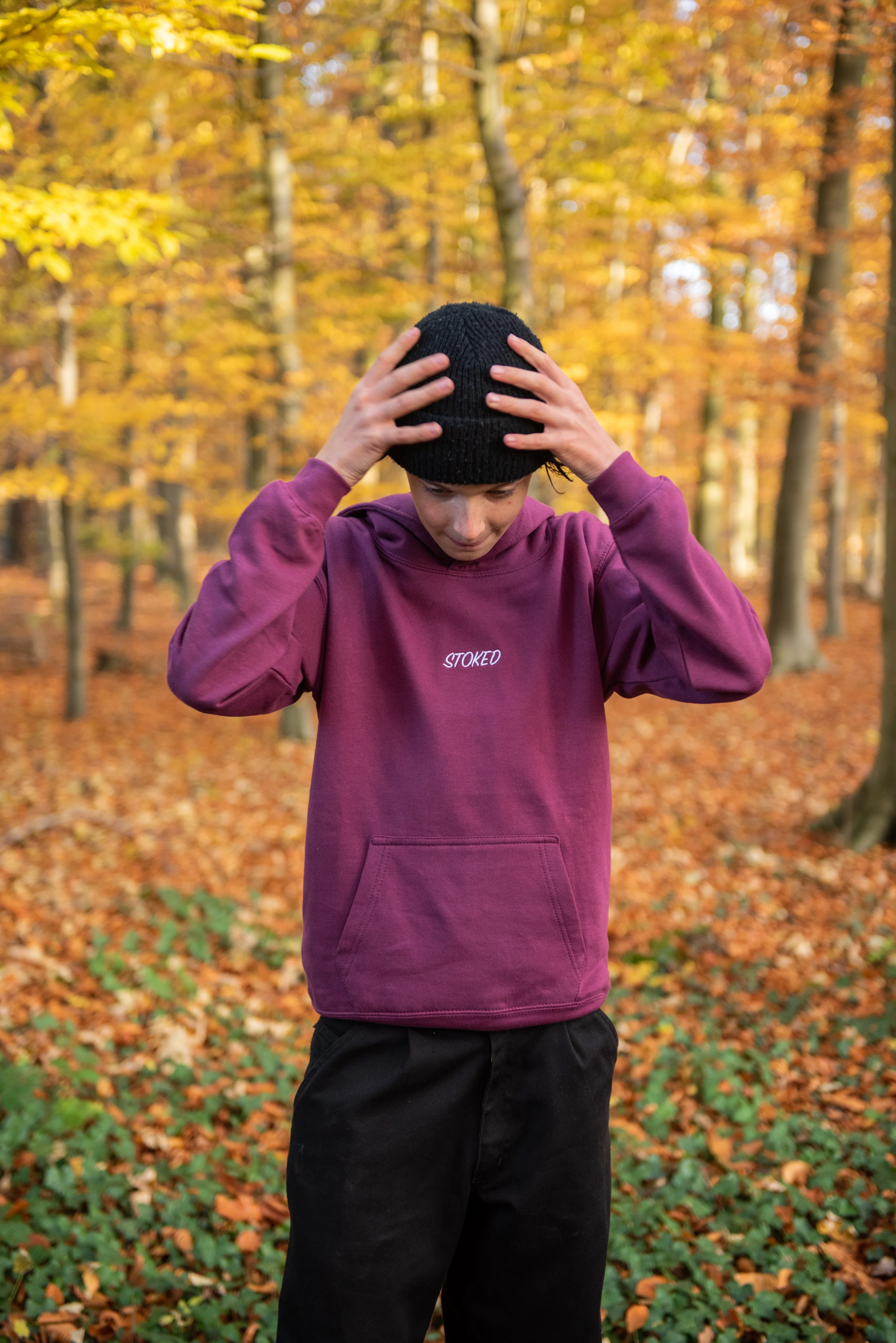 Kids Lightweight Script Hoodie Plum - Image 5